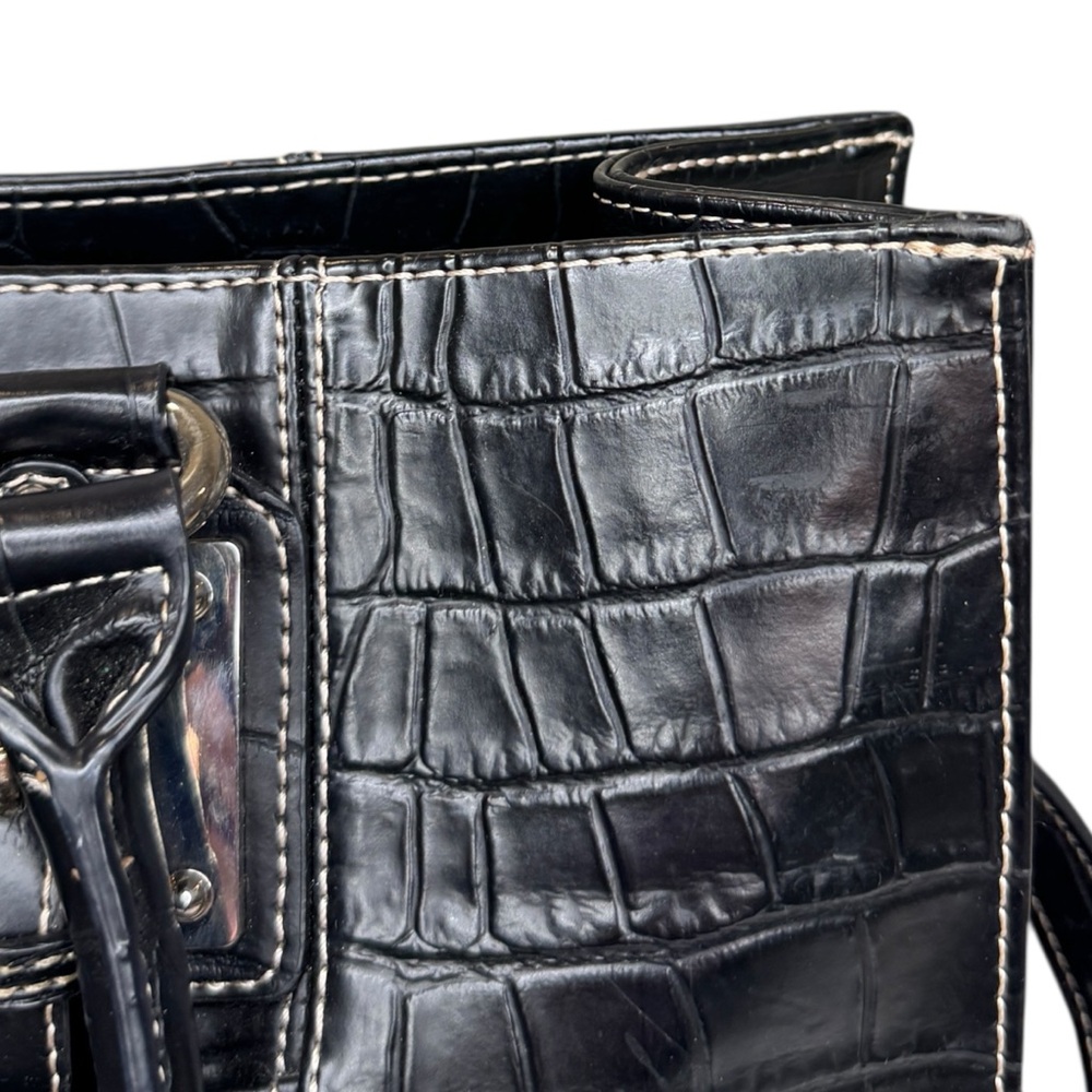Wilsons Leather Black Croc-Embossed Tote Bag with Snake Print Accents - Picture 15 of 16